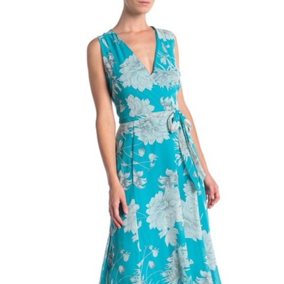 Sandra Darren Chiffon Flare Floral Dress sz 10 - Picture 1 of 7
